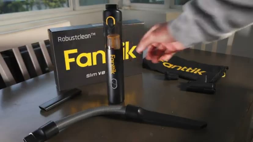 Fanttik Slim V8 APEX Car Vacuum, 4-in-1 Portable Mini Cordless Vacuum with 19000pa Suction Power, Type-C Charge, 2 Suction Modes, Handheld Vacuum for Small Jobs, Car, Office Desk, Keyboards (Black)