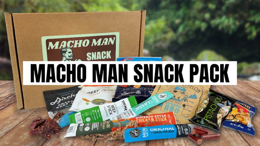 Macho Man Snack Pack Jerky Gift Box - High Protein Snacks for Men, Curated Beef Jerky Assortment Gift Box for Men, Husband, Dad, Boyfriend, Low Carb Keto
