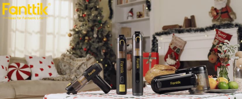 Fanttik Slim V10 APEX Cordless Car Vacuum, 4-in-1 Portable Mini Handheld Vac, 19kPa Suction Power, Upgraded Smart Digital Display, 2 Suction Modes for Small Jobs, Car, Office Desk, Keyboards (Black)