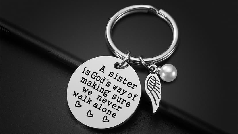 Sister Gift - A Sister is God's Way of Making Sure We Never Walk Alone KeychainJewelry Christmas Birthday Gifts for Sisters from Sisters