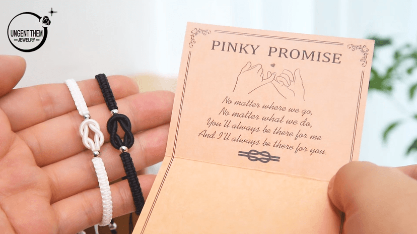 UNGENT THEM Pinky Promise Knot Couples Bracelets Anniversary Christmas Valentines I Love You Gifts for Boyfriend Girlfriend Women Men