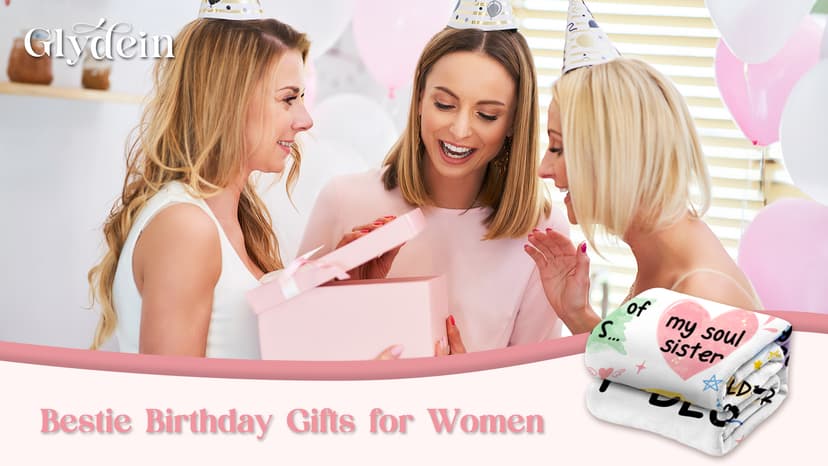 Best Friend Bestie Birthday Gifts for Women, Soft Flannel Blanket, Friend Birthday Gifts for Women Friendship, Happy Bday for Bestie BFF, 50 x 60 inches