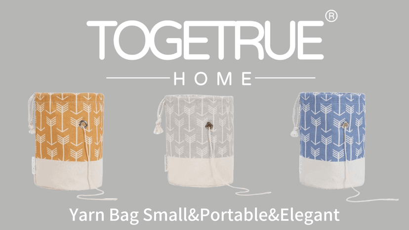 TOGETRUE Yarn Bag, Small Knitting Crochet Bag, Portable Yarn Storage Bags Organizer for Crocheting Project, Store Skein Ball, Short Knitting Needle (Yellow)