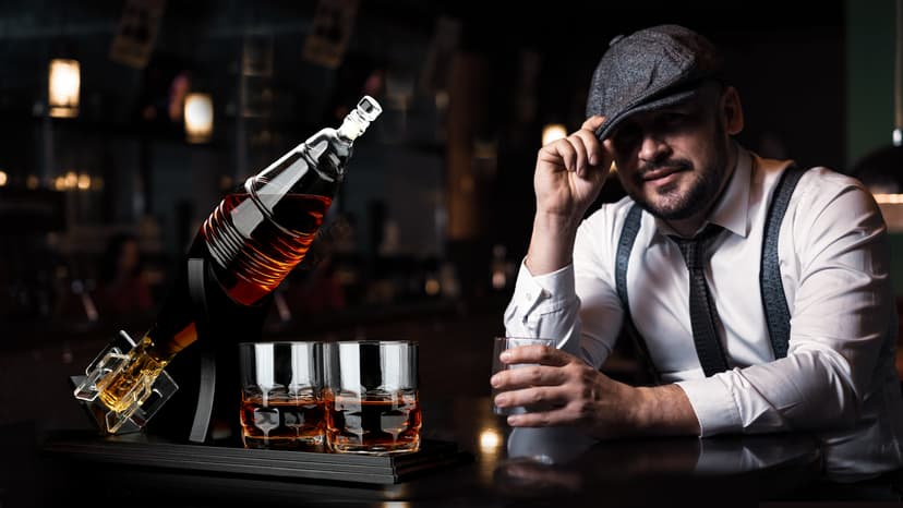 Whiskey Stones Gift Set - Whiskey Glass Set of 2 - Granite Chilling Whiskey Rocks - Scotch Bourbon Whiskey Box Set- Best Drinking Gifts for Men Dad Husband Birthday Party Holiday