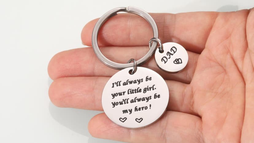 Father’s Day Gift - Dad Gifts from Daughter for Birthday Christmas Valentine’s Day, I'll Always Be Your Little Girl, You Will Always Be My Hero Daddy Keychain, Father Daughter Keyring