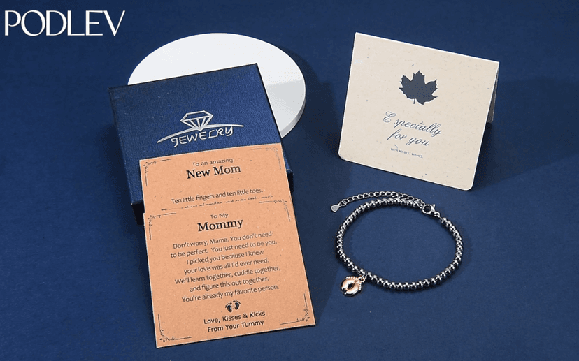 New Mom Gifts, Baby Feet Charm Bracelet Gift for Pregnant Mommy 1st Time Moms, New Mother Pregnant Mom to Be Gifts, Mothers Day Birthday Christmas Baby Shower for Wife Daughter Friend Sister