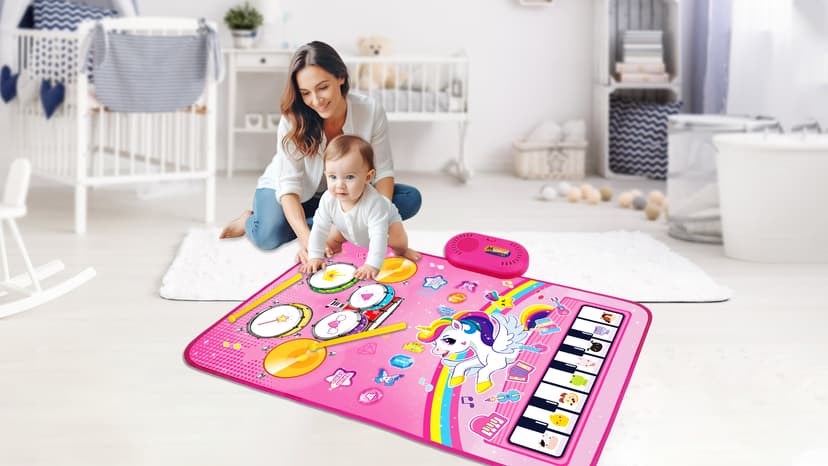 Toys for 1 Year Old Girl Gifts: Baby Musical Mat Toddler Toys Age 1-2 - 3 in 1 Piano Drum Animal Touch Unicorn Toys - Infant Music Toy 12-18 Months Babies Birthday Gifts for 1 2 3 Year Old Boys Girls