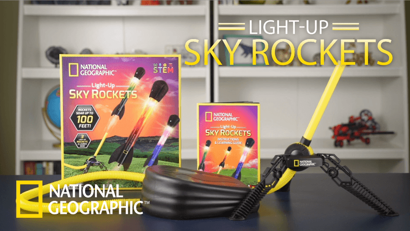 National Geographic Air Rocket Toy – Ultimate LED Rocket Launcher for Kids, Jump and Launch The Light Up, Air Powered, Foam Tipped Rockets up to 100 Feet