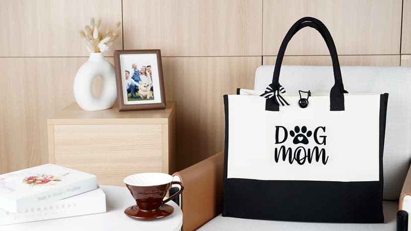 Craftique Dog Mom Tote Bag Gifts for Women, Dog Mom Birthday Gifts for Dogs Lovers, Practical Tote Bag for Shopping Travel Picnic, 17” x 6.7” x 12.5”
