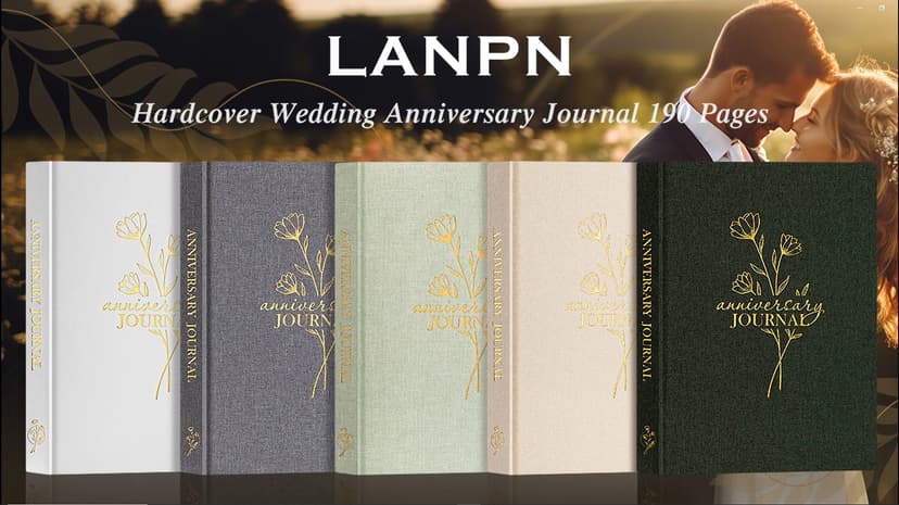 Lanpn Wedding Anniversary Journal Notebook - Linen First Year to 70th Anniversary Scrapbook Memory Book for Couples - Newlywed Marriage Journal Wedding Anniversary Book Gifts (Green, 190 Pages)