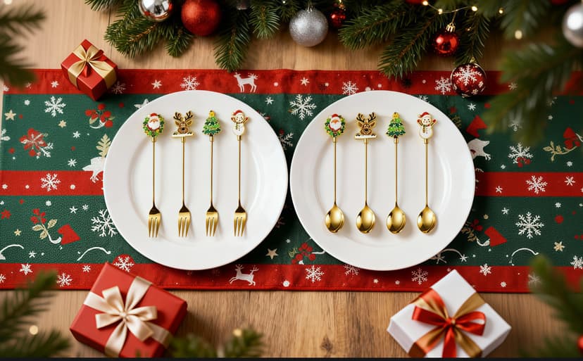 Christmas Teaspoon Gift Set of 4 |Premium 5.6 Inch Stainless Steel Small Spoon | Coffee Spoons for Dessert & Tea | Christmas Decorations Indoor & Kitchen Decor | Hostess Gifts