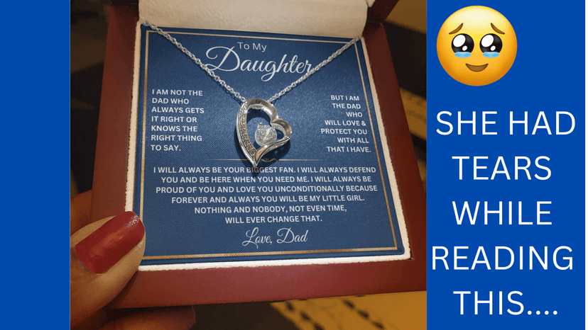 To My Daughter Necklace From Dad With Heartfelt Message, Daughter Birthday Present From Dad, Jewelry Gifts For Graduation for Her From Mom or Daddy, 14K Pendant