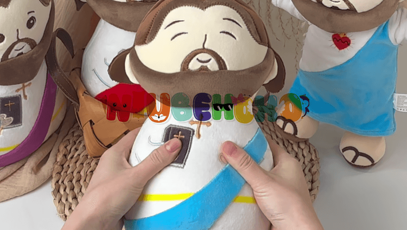 Jesus Stuffed Animal Religious Gifts - My Friend Jesus Plush Doll First Communion Stuffed Animal Bible Pillow Book Perfect for Kids' Gift Toy Pillows Blue 11 Inch