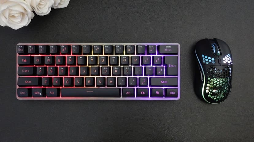 RedThunder 60% Wireless Gaming Keyboard & Mouse Combo with Rechargeable Battery, Ultra-Compact Small RGB Mechanical Feel Keyboard, Ergonomic Lightweight Honeycomb Optical Mouse for Gaming/Business