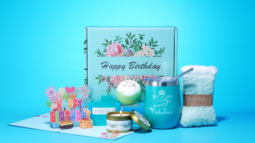 Happy Birthday Gifts for Women,Bath Relaxing Spa Gift Basket for Her, Mom, Sister, Female Friends, Daughter,Unique Wine Gift Set Idea for Women Who Have Everything