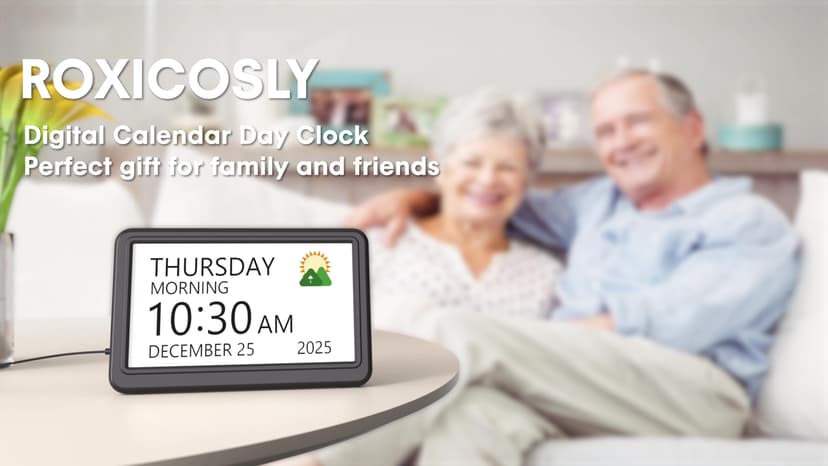 Clock with Day and Date for Elderly, 7" Large Display Digital Calendar Day Clock with 20 Custom Alarms and Medicine Reminders, 12 Display Modes, Dimmable Dementia Alzheimers Clocks for Seniors