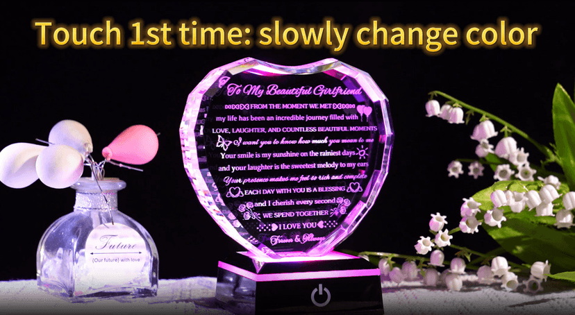 Gifts for Girlfriend with Colorful Base Girlfriend Anniversary Birthday Gifts from Boyfriend Crystal Heart Keepsake to My Girlfriend Romantic I Love You Gifts on Valentine Christmas
