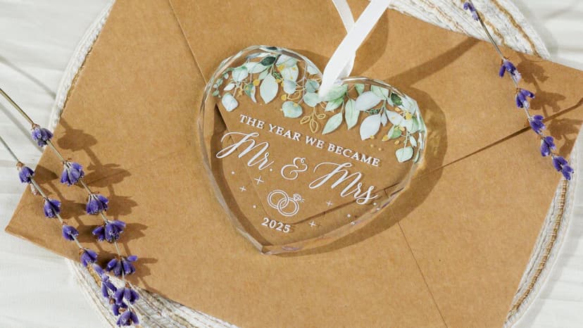 HEXMOZ Wedding Gifts for Couples 2025 - Mr and Mrs Gifts - Bridal Shower Gift, Wedding Ideas for Newly Wed, Bride, Future Mr Mrs - Just Married Glass Ornament 2025, 1st Married Couple Christmas Decor