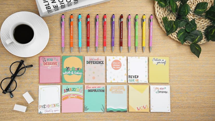Geyee 24 Pcs Employee Sticky Notes with Funny Pens Fun Notepads for Adults Coworkers Nurse 3 x 4 Inch to Do List Notepads with Sayings Pen for Lab Week Gifts Teacher Office Supplies