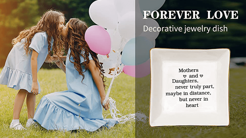 Ueerdand Gift for Mom from Daughter, Mother's Day, Christmas, Thanksgiving, Birthday Gift for Mother and Daughter Ceramic Ring Dish Decorative Jewelry Tray