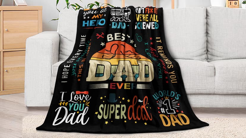 Dad Throw Blanket - 50x60 Inch Soft & Durable Gifts for Dad Birthday, Father's Day, Retirement - Perfect for Travel, Camping, Office & Home Use from Daughter or Son
