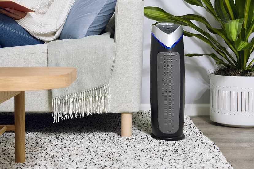 GermGuardian 4-In-1 HEPA Air Purifier for Home, Large Rooms Up To 743 Sq. Ft. with HEPA Air Filter, UV-C Light & Odor Reduction, AC4825E, 22" Tower, Gray