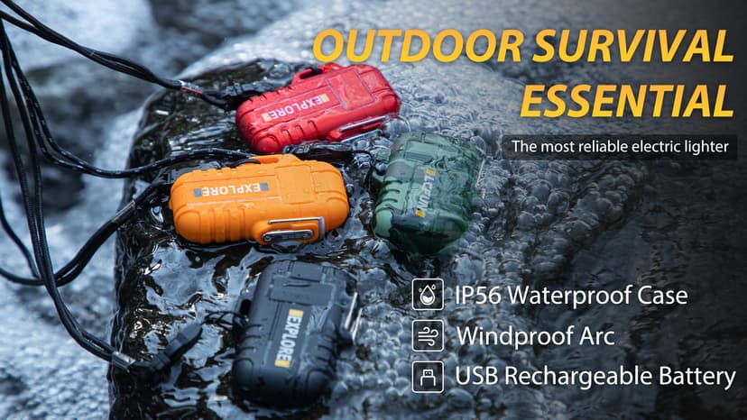 LcFun LcFun Waterproof Electric Dual Arc Lighter USB Rechargeable Outdoor Windproof Flameless Plasma Lighters for Camping, Hiking, Adventure, Survival Tactical Gear Stocking Stuffers Gifts for Men