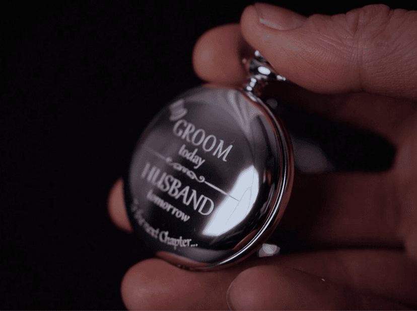 FJ FREDERICK JAMES Wedding Pocket Watches for Groomsman, Best Man, Groom, Father of The Bride & Groom I Silver Engraved I Complete Their Wedding Attire