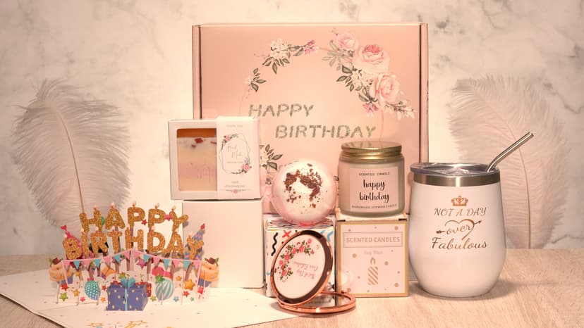Birthday Gifts for Women, Happy Bath Set Relaxing Spa Gift Baskets Ideas for Women, Her, Mom, Sister, Female Friends, Coworker, Wife, Girlfriend, Daughter, Unique Gifts for Women Who Have Everything