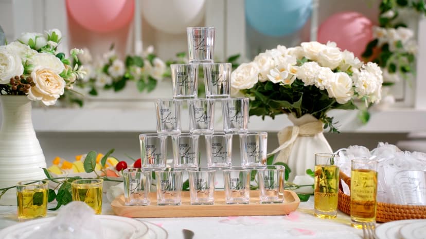 Sliner 50 Set Wedding Favors for Guests Bulk 2oz Acrylic Cheers to Love Shot Glasses with Thank You Cards Organza Bags for Guest Souvenirs Wedding Gifts Newlyweds Bridal Shower Party (Rectangular)