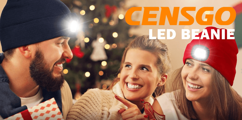 CENSGO Unisex Hat with Light, USB Rechargeable LED Headlamp Beanie, Gifts for Dad Father Men Husband Warm Knitted Cap