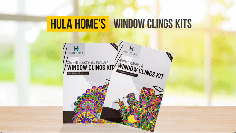 Hula Home Stained Glass Mandala Art Kit - DIY Window Clings with Markers, 10 Suncatchers - Perfect Hobby for Adults, Kids, Teens & Seniors - Ideal Gift for Beginners, Women & Elderly