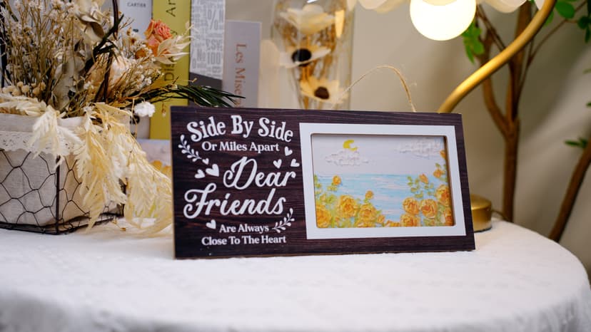 Jetec Wooden Friends Picture Frame 12 x 5.5 Inch Photo Frame Graduation Day Dear Friends Gifts Long Distance Friendship Photo Gifts(Deep Grey)