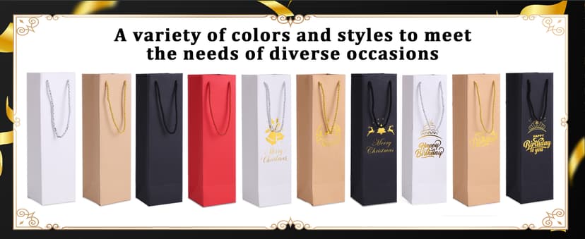 Tlenpo 20 Pack White Wine Gift Bag Set with Handles, 13.7x3.8x3.8 Inch, Kraft Whiskey Wine Bag for Valentines, Wedding, Easter, Christmas, Baby Shower, Birthday Party