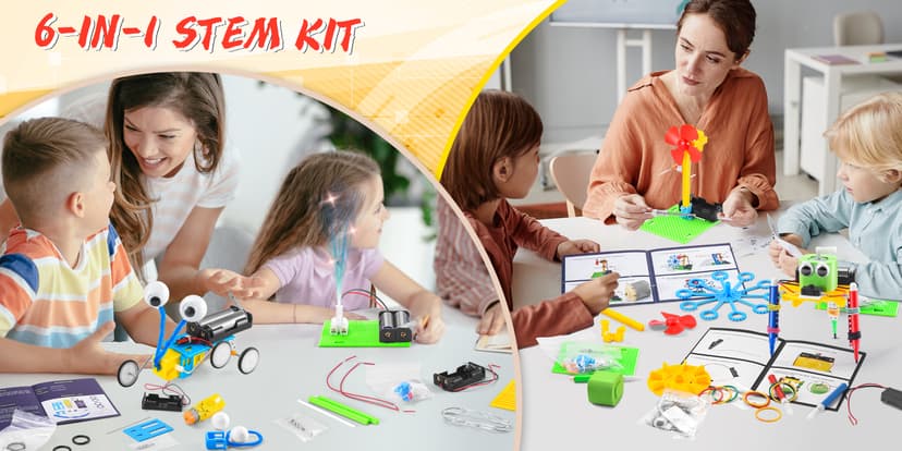 STEM Robotics Kit - 6 Set STEM Toys for Age 8-13 8-10, Kids Crafts for Girls Boys Toys Gifts 6 7 8 9 10 Year Old Birthday Gifts, Engineering Science Robot Building Kits for Kids Age 8-12 6-8