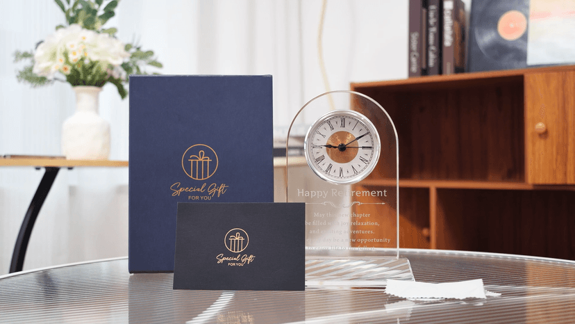 L.Karde Retirement Gift for Women Men Coworker Desk Clock K9 Crystal Keepsakes Retired for Friend Boss for Dad