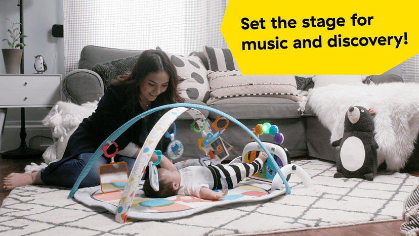 Baby Einstein 4-in-1 Kickin' Tunes Music and Language Play Gym and Piano Tummy Time Activity Mat