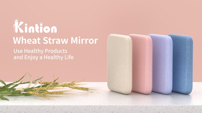 Kintion Wheat Straw Compact Mirror, 1X/3X Magnification, Lighted, Folding, Portable, Eco-Friendly, Great Gift