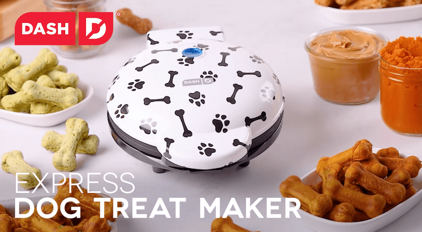 DASH Dog Treat Maker, 8-Bones, Non-Stick, Homemade Dog Snacks with Pet Approved Recipes - White