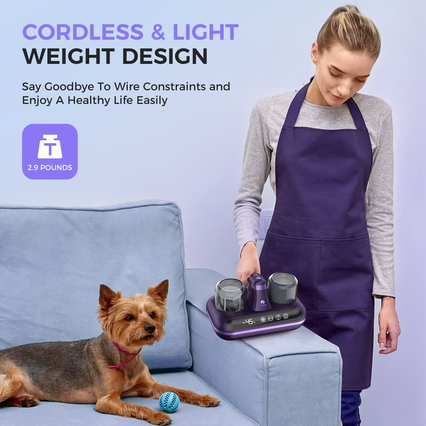 Mattress Vacuum Cleaner - 5-in-1 Cordless Bed Vacuum Cleaner, Powered by UV-C Light & Ultrasonic Technology, 16Kpa Strong Suction,Low Noise,Suitable for Dust, Pet Hair, Etc - Purple