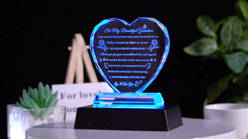YWHL Gifts for Grandma from Granddaughter Grandson Great Grandma Birthday Gifts Crystal Keepsake with Colorful Light Base Best Gift Ideas for Grandmother on Christmas Mother's Day Valentines