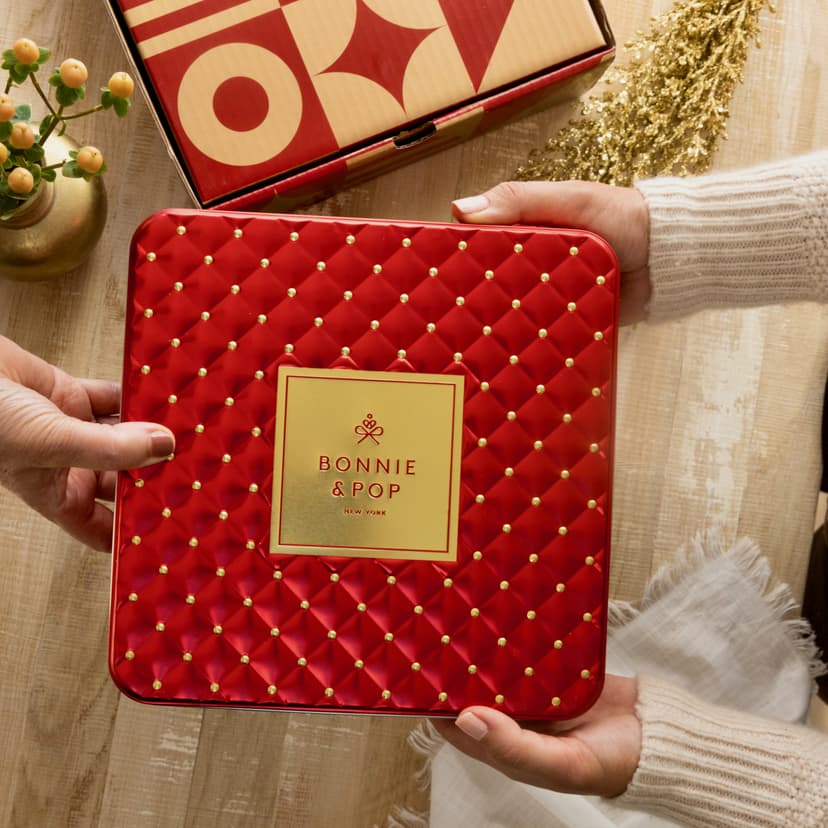 Christmas Chocolate Gift Basket – Gourmet Holiday Snack Gift Box Idea in Keepsake Tin – Men, Women, Corporate, Food Set- Bonnie and Pop