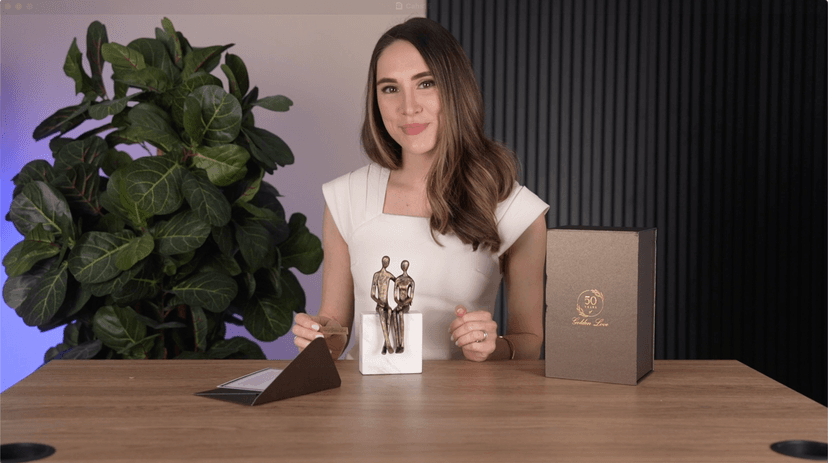 50th Wedding Anniversary Couple Gifts - Iron and Marble Sculpture - Gifts for 50th Wedding Anniversary for Parents or Friends - Includes Present Box, Engraved Plaque and Poem Card