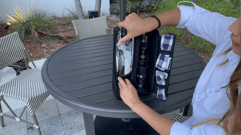 ALLCAMP Wine Bag - Insulated Cooler Bag with Wine Glasses, Bottle Opener & Wine Accessories for Wine Lovers - Portable Wine Gift Bag for Travel, Picnics, and Gift Ideas(Gray)