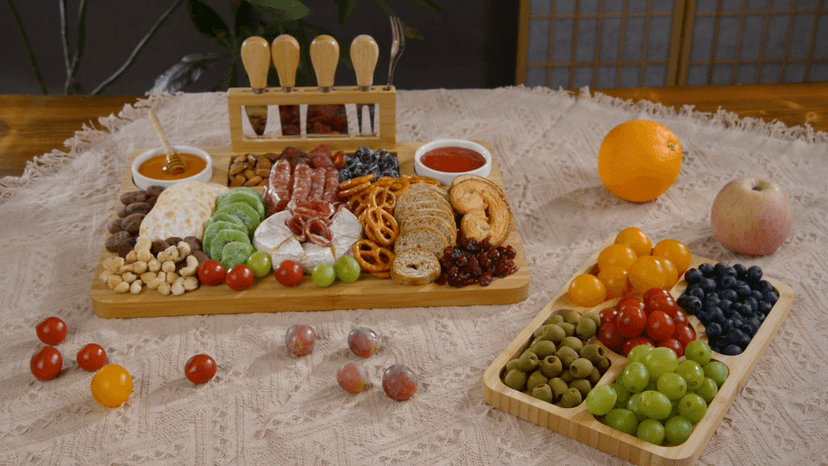 Bamboo Charcuterie Boards (23"×11"×0.8") and Knife Set, Lightweight Cheese Board and Platter, Unique Gift for Housewarming, Anniversary & Wedding, Mother's Day and Christmas for Women…