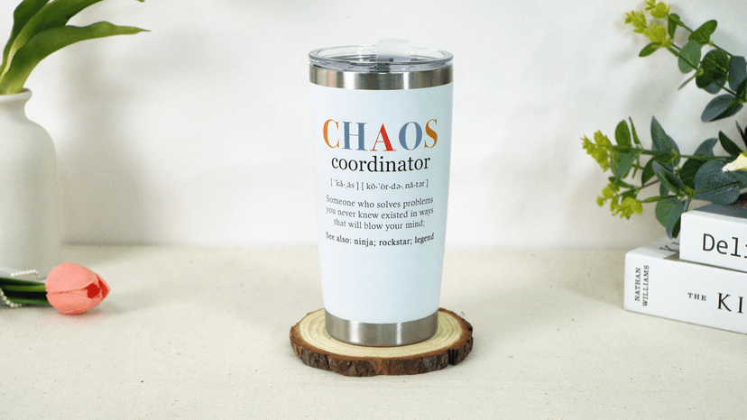 TEEZWONDER Thank You Gifts for Women - Chaos Coordinator 20 oz Stainless Steel Insulated Tumbler with Lid - Employee Appreciation Christmas Birthday Gifts for Women Coworkers Boss Teacher Nurse Friend