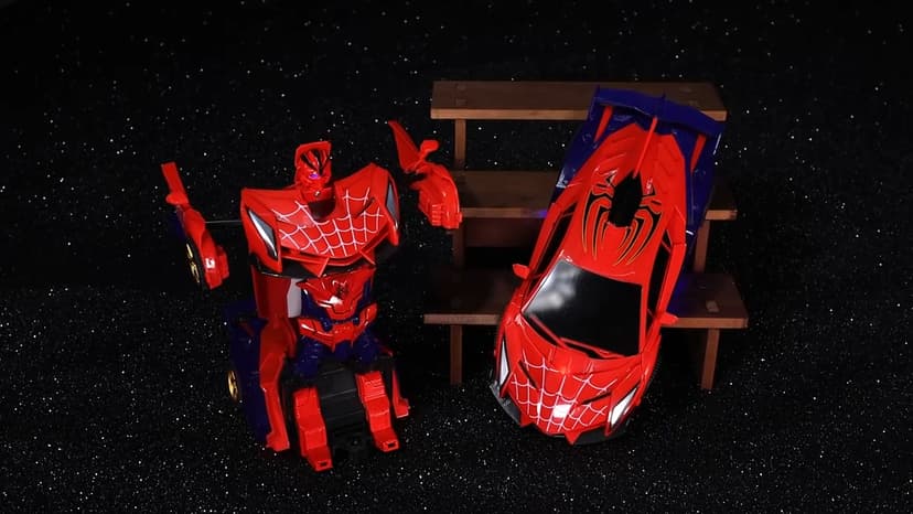 Spider Transform RC Cars Toys with Eye & Underbody Lights, 2.4GHz Remote Control Car One-Button Deformation, Fast 360°Rotation Robot Toys Birthday Gifts for 3 4 5 6 7 8 9 10 Year Old Boys Age 4-7 8-12