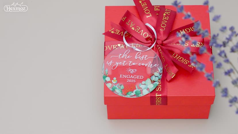 HEXMOZ Engagement Gifts for Couples - Engagement Gift for Newly Engaged Couples, Women, Fiance, Her - Bride to Be Gifts, First Christmas Just Engaged Acrylic Ornament 2025 - Party Decorations