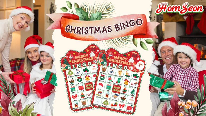 39Pcs Christmas Bingo Game for Kids Adults 24 Players Bingo Cards Christmas Games with Reward Stickers Xmas Activities Family Party Game