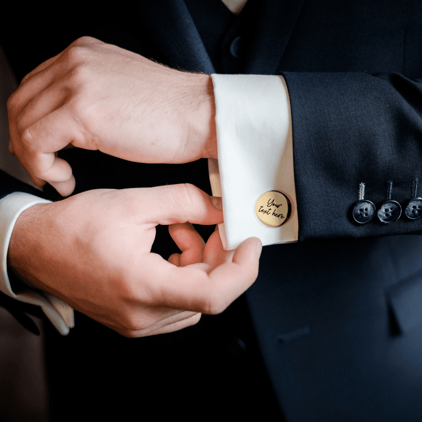 Custom engraved cufflinks for men, personalized wedding gift for groom, father of the bride & groom dad, best men, customized gold & silver cufflinks with dates, quotes or couples initials from bride